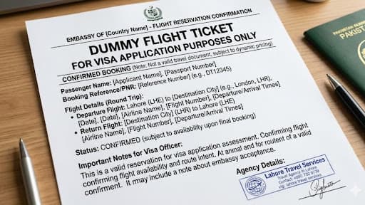 Dummy flight ticket for visa real and embassy approved